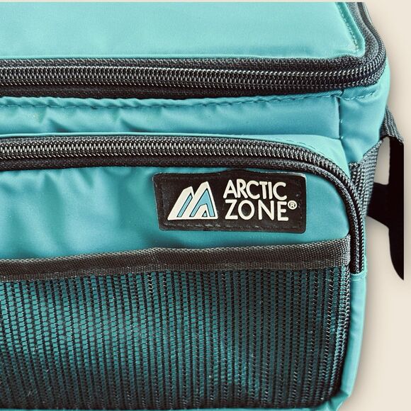 Arctic Zone Soft Shell Insulated Bag Travel Lunch Cooler Teal Strap Net Pocket - Picture 4 of 9